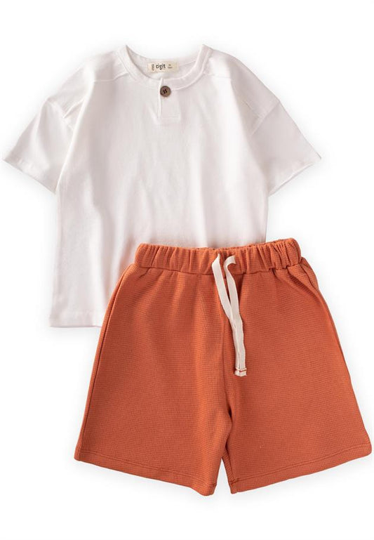Cotton Tshirt Waffle Shorts 6-7 years